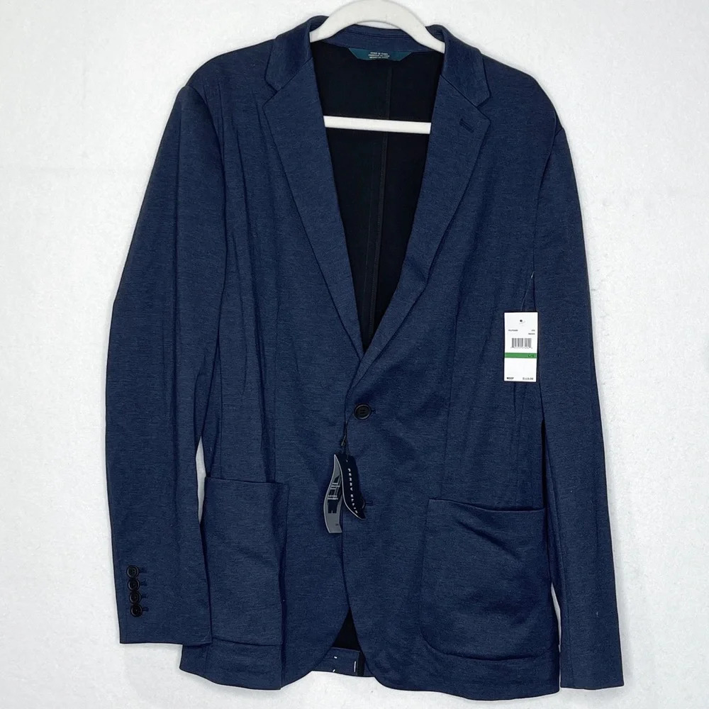 Perry Ellis Slim Fit Classic Indigo Double Button Blazer Men's Size Large NEW